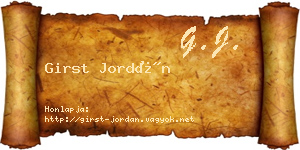 Girst Jordán névjegykártya